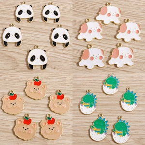 Ciondoli Fai-da-Te in Lega di Smalto con Animali dei Cartoni Animati Panda Cane Orso Dinosauro Charms per Collana Bracciale Gioielli