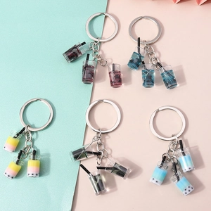 Modischer Bubble Tea Schlüsselanhänger Set mit Harzanhängern und Glitzer für Taschen