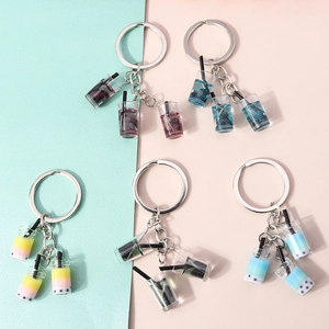 Kreativer Miniatur Bubble Tea Schlüsselanhänger Simulierter Getränkebecher Anhänger Niedliches Harz Taschenzubehör Für Damen Mädchen Geschenk