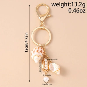 Spécifications de taille pour porte-clés doré en forme de coquillage et perles