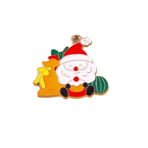 Weihnachtsmann-Anhänger mit gelbem Geschenksack und grüner Kugel für DIY-Schmuck