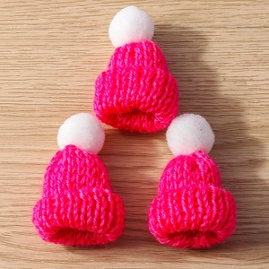 Miniature pink knitted Christmas hat pendants for DIY jewelry and crafts making