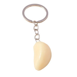 Creative simulated garlic clove keychain with silver metal ring for bag charm
