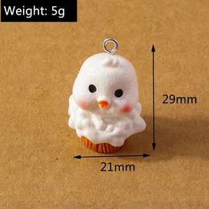 Détail du pendentif poussin de 29mm avec anneau argenté, dimensions et poids inclus