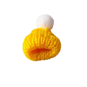 Knitted Christmas hat pendant in bright yellow for DIY jewelry and holiday craft accessories