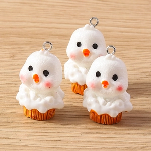 Ensemble de mignons pendentifs poussin cupcake en résine pour la création de bijoux DIY