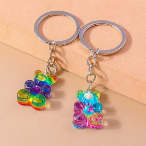 Porte-clés Ours en Résine Colorée Mignon Pendentif de Sac à Paillettes Dégradées Accessoires Quotidiens pour Femmes Enfants Cadeau