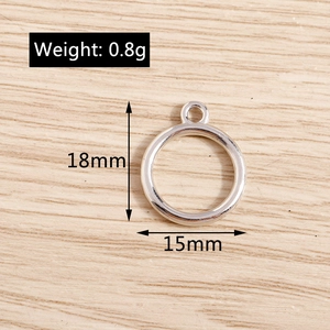 Detailed view of silver geometric ring pendant with dimensions 18mm by 15mm for DIY jewelry
