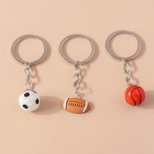Portachiavi a Tema Sportivo Creativo in Resina Calcio Pallacanestro Football Americano Ciondolo per Borsa Regalo Per Fan