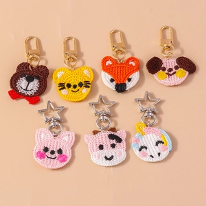 Porte-clés Animal au Crochet Fait Main Dessin Animé Tigre Renard Ours Chien Cochon Vache Licorne Pendentif Sac Femme Enfant