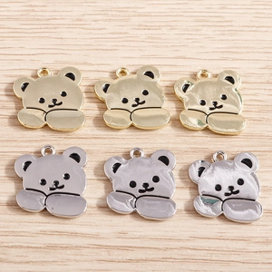 Lot de 6 pendentifs ours mignons en or et argent pour la création de bijoux DIY