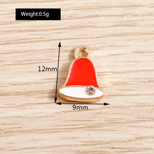 Detail of red and white Christmas hat pendant with crystal stone, size 12x9mm