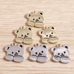 Pendentifs Ours Dessin Animé en Alliage de Zinc Émail Animaux Charms DIY Collier Bracelet Porte-Clés Accessoires Bijoux