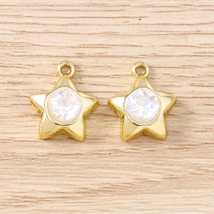 Pendentifs étoile dorés avec cristal iridescent pour création de bijoux