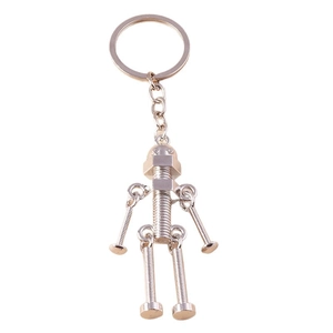 Creative industrial screw robot keychain made of polished metal bolts and washers