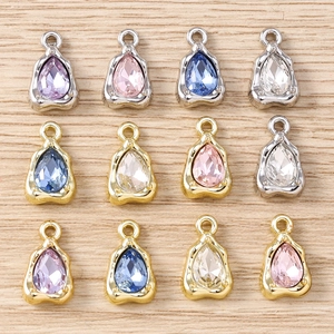 Teardrop Alloy Inlaid Rhinestone Pendants For DIY Necklace Earring Bracelet Making Women Sweet Teardrop Jewelry Charms Findings