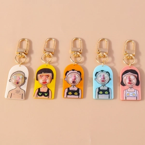 Creative Ugly Cute Cartoon Character Keychain With 3D Bubble Face Acrylic Resin Bag Pendant For Kids Friends Gift