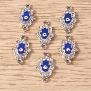 Hamsa Hand charms with evil eye center and rhinestones for DIY jewelry making