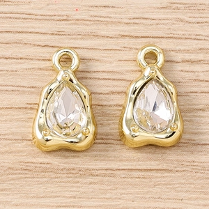 Five-pack of teardrop crystal pendants with gold alloy settings for DIY jewelry making