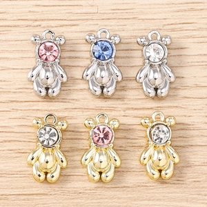 Zinc Alloy Rhinestone Bear Shape Pendant Charm For DIY Jewelry Making Necklace Bracelet Keychain Animal Accessory