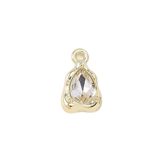 Golden teardrop pendant with pear-cut crystal for DIY jewelry making necklaces and earrings