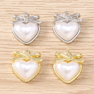 Pendentif Cœur Nœud Künstliche Perle d'Imitation Alliage de Zinc Accessoires de Fabrication Bijoux DIY Or Argent Élégant Sans Chaîne