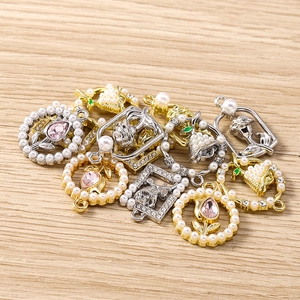 DIY jewelry charms with rhinestones, pearls and tulip flowers for necklaces and bracelets