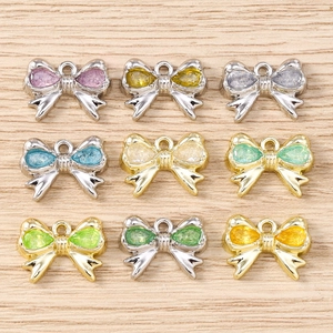 Ciondoli a Fiocco in Lega di Zinco Con Strass per Gioielli Fai-da-te Collane Bracciali Orecchini Charms Decorativi di Moda