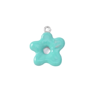 Glossy mint green flower pendant charm made of alloy for DIY jewelry necklace making