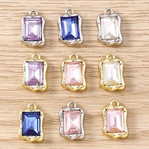 Colgantes rectangulares de piedras preciosas con marcos de oro y plata para joyería artesanal
