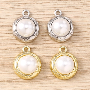 Ciondoli in metallo trapuntato oro e argento con perle per creazione gioielli DIY