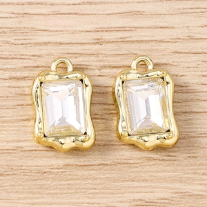 Colgantes geométricos dorados con cristal rectangular para creación de joyas DIY