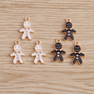 Σμάλτο μενταγιόν με ανθρωπάκι gingerbread και στρας για κατασκευή κοσμημάτων