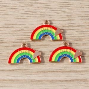 Pendentif arc-en-ciel en alliage avec gravure love wins pour la création de bijoux DIY