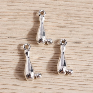 Lot de 3 pendentifs quille de bowling en métal argenté pour bijoux DIY et porte-clés