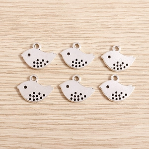 Set of 6 vintage silver bird charms for DIY bracelets and necklace jewelry making