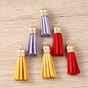 DIY Tassel Pendants Gold Cap Faux Suede Charms For Jewelry Making Keychain Bag Accessories Decorative Craft Supplies