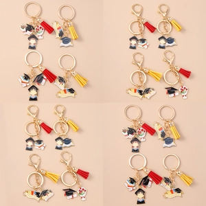 Graduation Season Metal Keychain Zinc Alloy Bachelor Cap Diploma Certificate Tassel Pendant Graduate Memorial Gift Accessory