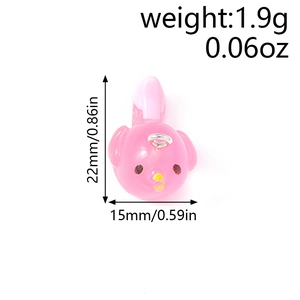 Pink resin bird charm pendant for jewelry with silver ring and specific size dimensions