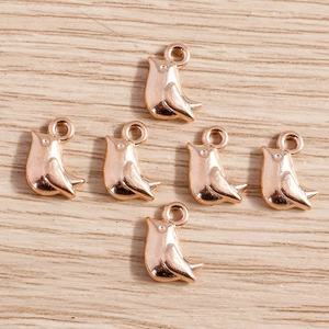 Lot de 6 pendentifs oiseaux en or rose minimalistes pour la création de bijoux DIY