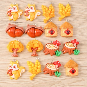 Cartoon Peanut Squirrel Nut Resin Charms Mixed Styles Autumn Harvest DIY Jewelry Making Pendants For Bracelet Necklace