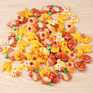 Cartoon squirrel and acorn resin charms set for autumn theme DIY jewelry making