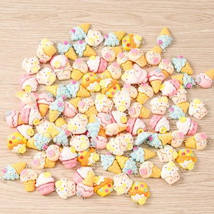 Colorful resin ice cream and cupcake pendants with metal hooks for DIY jewelry making
