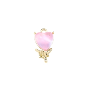 Herzförmiger Anhänger in Rosa mit goldenem Lava-Effekt für die Schmuckherstellung