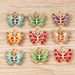 Legierung Strass Schmetterling Anhänger Für DIY Schmuckherstellung Bunte Emaille Schmetterling Charms Für Halskette Armband Zubehör