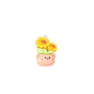 Cute resin bear sunflower charms for DIY jewelry making pendants for earrings and necklaces