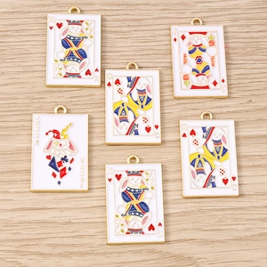 Pendentifs de Cartes à Jouer Lapin Créatif en Alliage de Zinc Breloques en Émail pour Création de Bijoux DIY Collier Bracelet Porte-clés