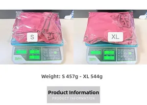 Detailed view of packed satin long dress set showing S weight 457g and XL weight 544g