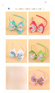 Six different colorful Easter headbands for girls featuring bunny and egg patterns