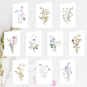 Tarjetas De Felicitación Flores Acuarela Con Sobres Kraft Para Cumpleaños Día Madre Aniversario Graduación Cartón Artística
